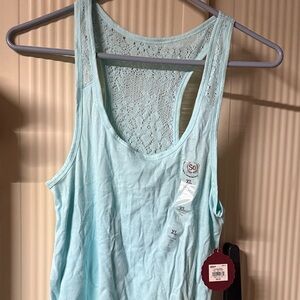 SO Light Aqua Lace-Back Tank Top